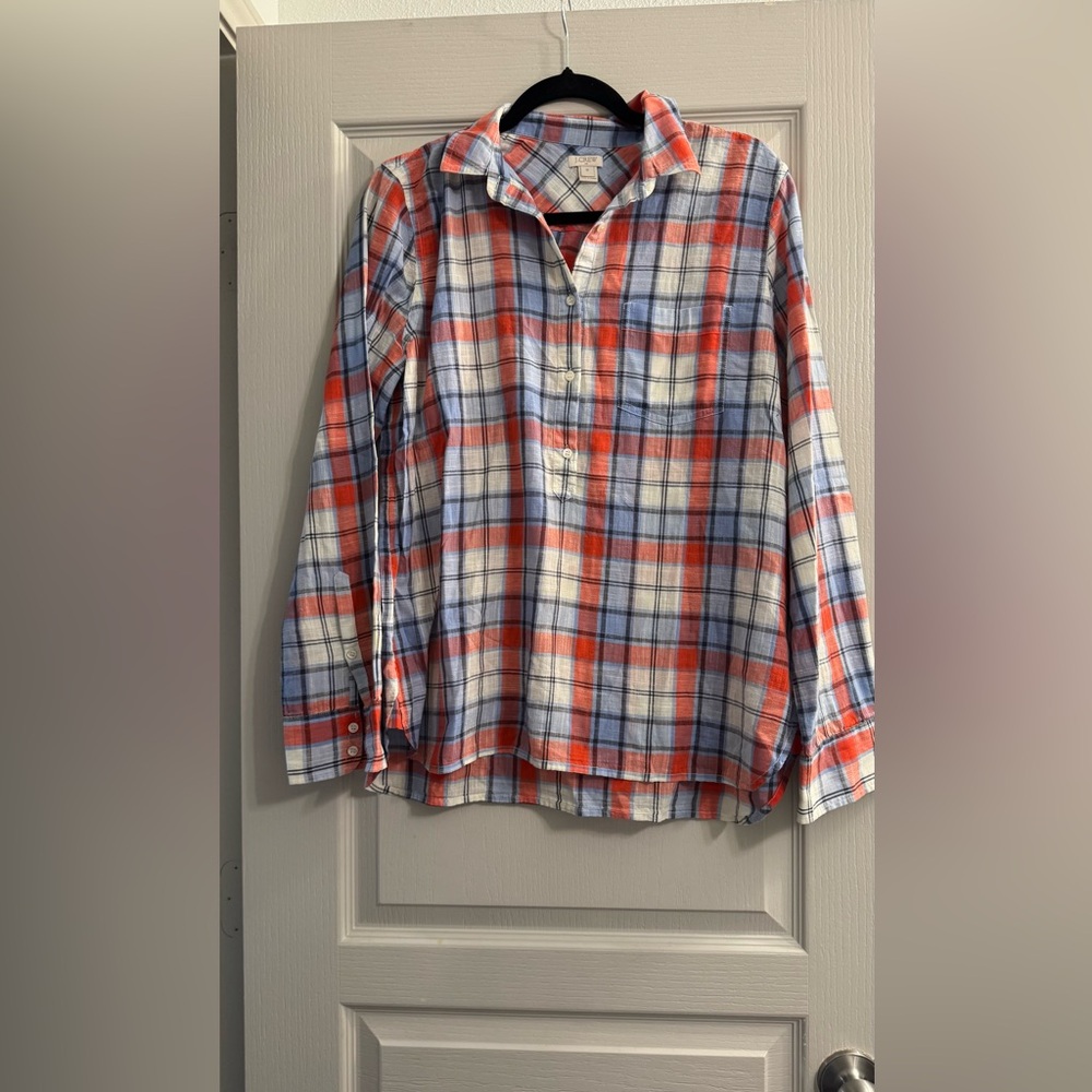 J. Crew Red and Blue Plaid Button-Down Shirt